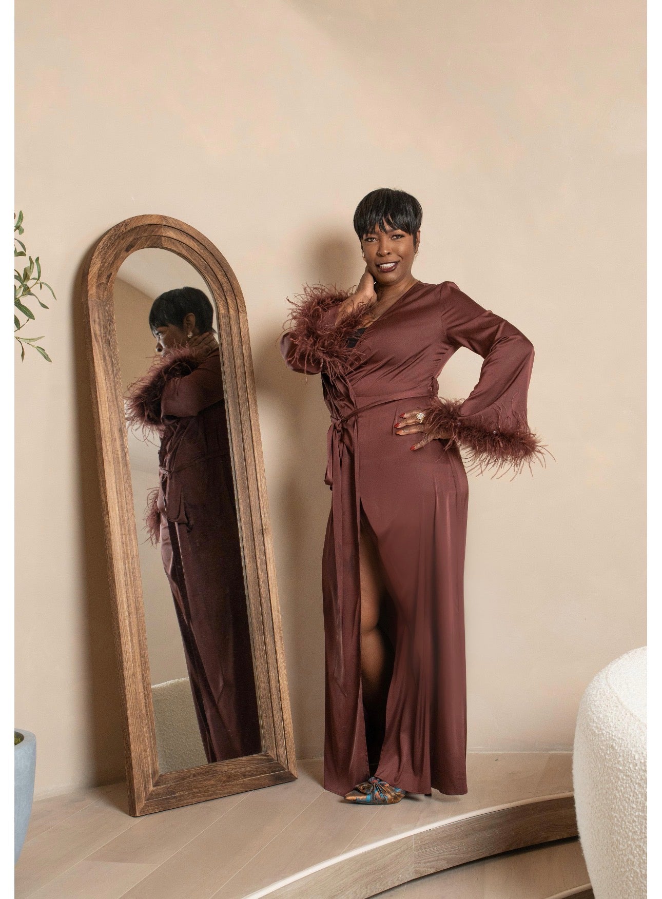 Holiday Dream Long Satin Wrap Robe