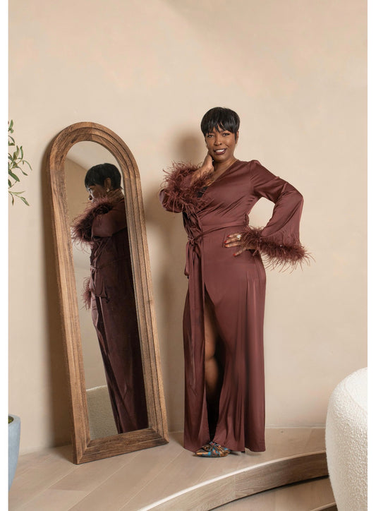 Holiday Dream Long Satin Wrap Robe